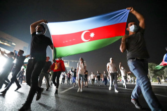 阿塞拜疆民众抗议邻国入侵。AP图片