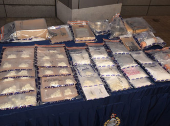 警方检获1.8公斤怀疑霹雳可卡因，毒品总市值约290万港元。
