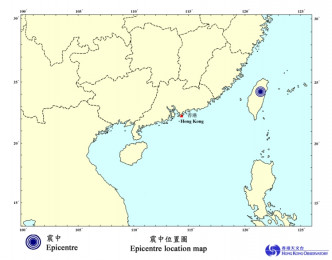 震中位置图。图：香港天文台