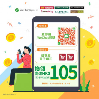WeChat Pay推出惠康优惠。WeChat Payfacebook图片