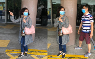 譚淑瑩中午時由親友陪同離開醫院。
