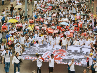民阵2019年6.9反修例游行，要求政府撤回《逃犯条例》修订。资料图片
