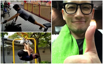 51歲袁文傑喺公園做街頭健身。