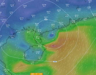 美国预报预测低压区会趋向广东西部。