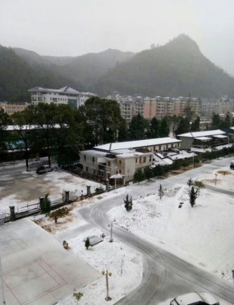 韶關的南嶺國家森林公園下雪。網上圖片