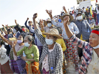 緬甸示威不斷。AP