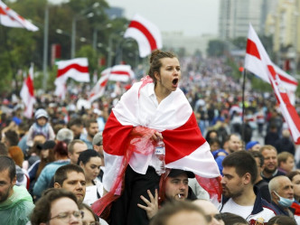 白俄罗斯上月举行完大选后触发反政府示威浪潮。AP图片