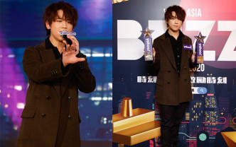 姜涛代表MIRROR领取「本地音乐组合奖」以及为自己歌曲《蒙著嘴说爱你》领取「人气MV奖」。