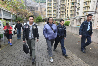 警方拘捕一名女子(紫衣)。梁國峰攝