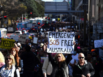 雪梨市有民众上街抗议。REUTERS