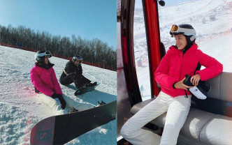 吴千语在内地约好友滑雪止瘾。