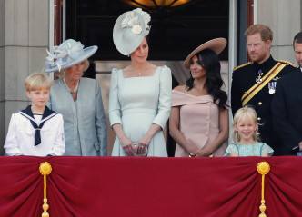梅根首次联同其他皇室成员为女皇庆生。AP