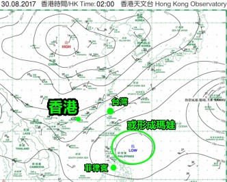 天氣圖。香港天文台圖片