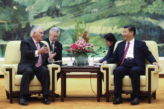 國家主席習近平會晤美國國務卿蒂勒森。AP圖片