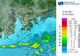 今早的雷雨集中在香港南面海域。天文台圖片
