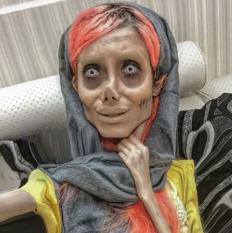 傳扮喪屍版安祖蓮娜聞名的伊朗網紅獄中染疫，獄方否認消息。網圖