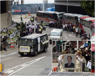 靈車駛出北角殯儀館。