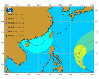 「杰拉華」會在未來數天橫過菲律賓以東海域並逐漸增強。天文台網頁截圖。