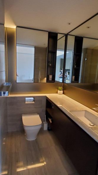 浴室置有2面横向大镜，有助拉阔空间。