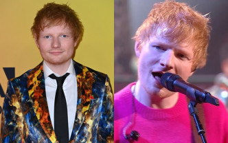 Ed Sheeran穿上七彩西装现身EMA。
