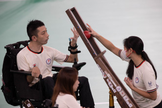 谢德桦出战BC3级双人赛。 香港残疾人奥委会暨伤残人士体育协会图片