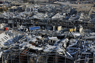 贝鲁特大爆炸后，不少建筑物变成瓦砾。 AP图