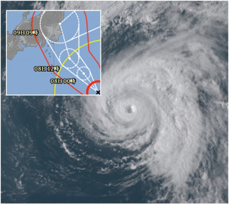 台风「珊珊」正靠近日本关东地区。日本气象厅图片