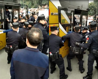 官方其后出动大批警员到场，期间用辣椒水驱散人群。影片截图