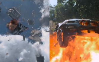 《黑寡婦》最新片段曝光，可見黑寡婦連同飛機墜落和飛車追逐戰的爆炸場面。