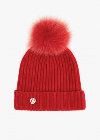 Loro Piana紅色毛毛球冷帽/$4,400。
