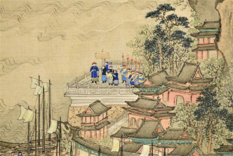 《康熙南巡圖第六卷》被分成七段，分別被不同藏家保存。