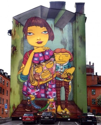不少歐洲街道的建築物外牆都有他們的作品。
圖:OSGEMEOS