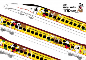 在JR九州新干线的6卡车厢外，画上米奇老鼠的彩绘。迪士尼网页图片