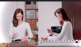 Lily日前于社交网分享了一段双手弹古筝及电子琴的短片。