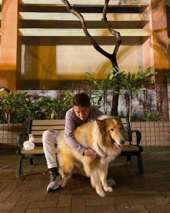 Tony昨晚与女友一同带爱犬Coco去公园放狗。