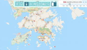 天文台自動分區天氣預報截圖