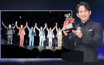 冈田准一将奖项与前V6队友分享。