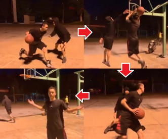 许凯分享自己的打篮球影片，大晒射篮技术。
