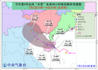 内地中央气象台预测路径