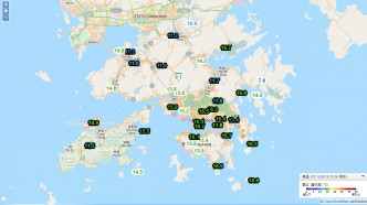 晚上各区气温。天文台