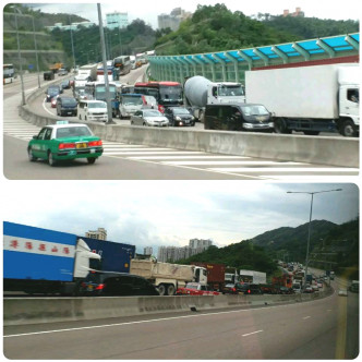 屯门公路挤塞。网民HOho Leung图片