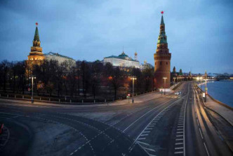 莫斯科街頭上空無一人。AP