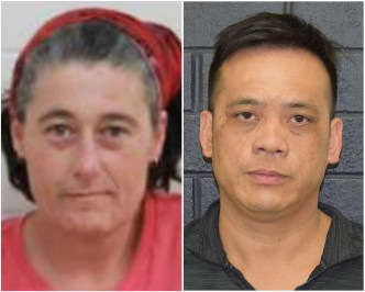 获救的40岁男子陈富（右）；仍然失踪的46岁女子霍克里奇（左）。网上图片