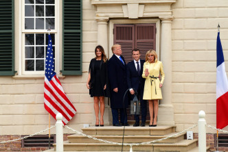 法國總統馬克龍周一抵達華盛頓。AP圖片