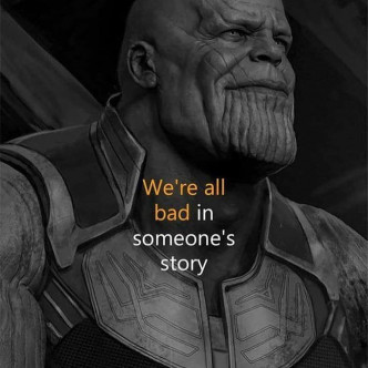 阿Lo今日凌晨上载一张Thanos照，相中以英文着「在别人的故事中，我们都是坏人」。