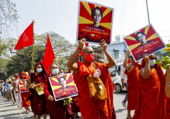 緬甸持續有反對軍隊奪權的示威。AP圖片