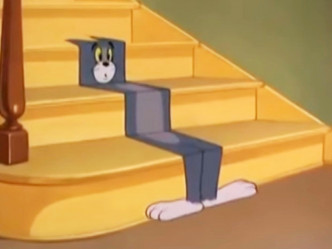 《Tom & Jerry》经典一幕，Tom被另一主角Jerry压扁。网图