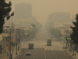 加州霧霾嚴重。AP