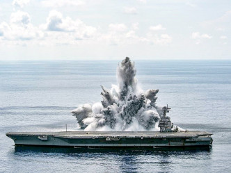 美國第3代核動力航空母艦福特號，通過第3次爆炸測試。美國海軍圖片