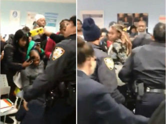 紐約警員出動電槍驅趕並帶走女子。網上圖片